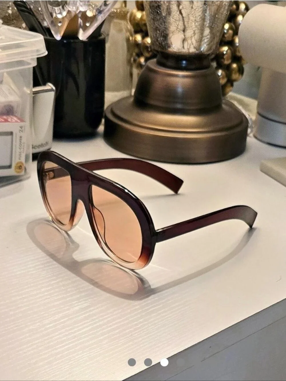Brown Gradient Oversized Shield Sunglasses - Unbranded